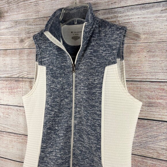Tek Gear Vest Full Zip Marled Blue White/Cream Pockets Women's M - Picture 4 of 10